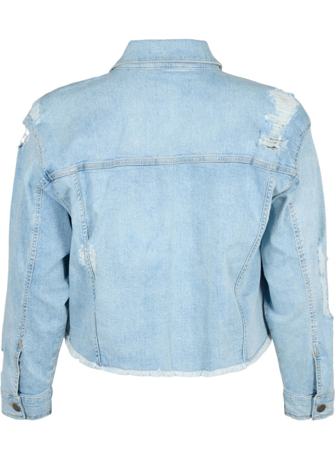 ZIZZI JASNA KRÓTKA KURTKA JEANSOWA PRZETARCIA 077D ZIZZI JASNA KRÓTKA KURTKA JEANSOWA PRZETARCIA 077D