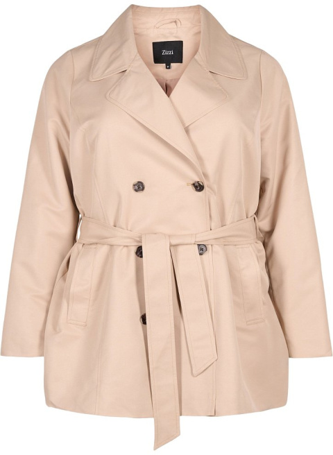 ZIZZI KRÓTKI PŁASZCZ TRENCH KURTKA PLUS SIZE BEŻOWY 322A ZIZZI KRÓTKI PŁASZCZ TRENCH KURTKA PLUS SIZE BEŻOWY 322A