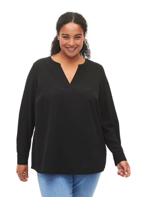 ZIZZI ELEGANCKA CZARNA BLUZKA Z KORONKĄ 089B ZIZZI ELEGANCKA CZARNA BLUZKA Z KORONKĄ 089B