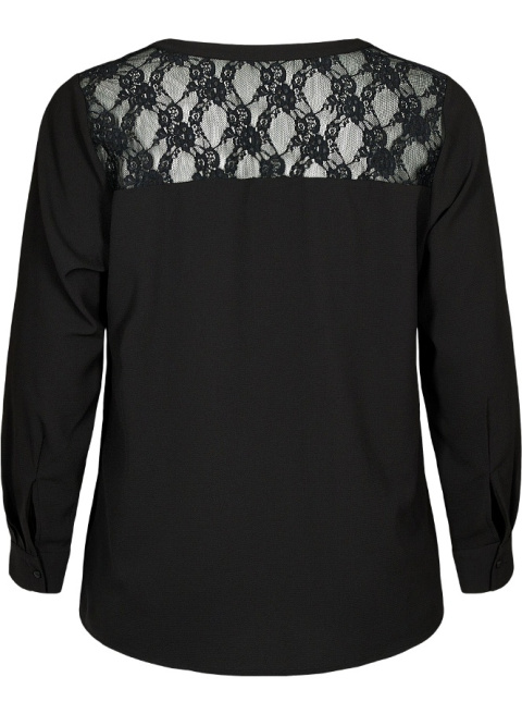 ZIZZI ELEGANCKA CZARNA BLUZKA Z KORONKĄ 089B ZIZZI ELEGANCKA CZARNA BLUZKA Z KORONKĄ 089B