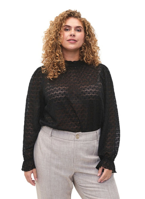 ZIZZI ELEGANCKA CZARNA BLUZKA STRUKTURA 395A ZIZZI ELEGANCKA CZARNA BLUZKA STRUKTURA 395A