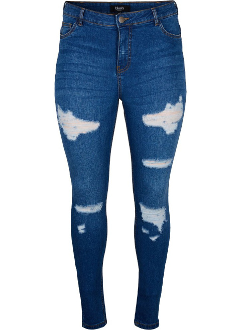 ZIZZI SPODNIE JEANSY SLIM FIT PRZETARCIA 077F