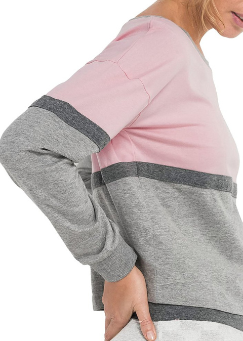 BPC WYGODNA BLUZA SZARA PUDROWY RÓŻ BAWEŁNA BP10 BPC WYGODNA BLUZA SZARA PUDROWY RÓŻ BAWEŁNA BP10