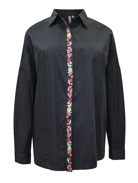 RAINBOW ELEGANCKA CZARNA KOSZULA HAFT BAWEŁNA RA01 RAINBOW ELEGANCKA CZARNA KOSZULA HAFT BAWEŁNA RA01