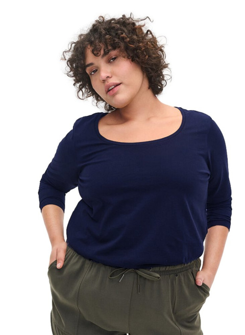 ZIZZI GRANATOWA BLUZKA BASIC DEKOLT 963F ZIZZI GRANATOWA BLUZKA BASIC DEKOLT 963F