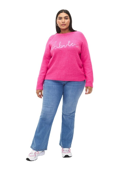 ZIZZI RÓŻOWY SWETER DZIANINA NAPIS 298A