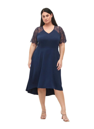 ZIZZI ELEGANCKA GRANATOWA SUKIENKA KORONKA 841A