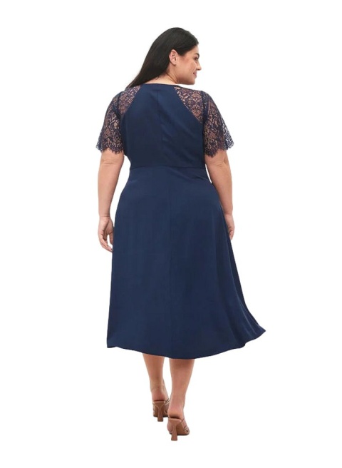 ZIZZI ELEGANCKA GRANATOWA SUKIENKA KORONKA 841A