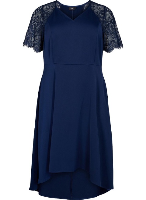 ZIZZI ELEGANCKA GRANATOWA SUKIENKA KORONKA 841A