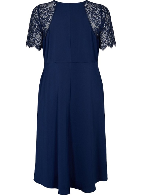 ZIZZI ELEGANCKA GRANATOWA SUKIENKA KORONKA 841A