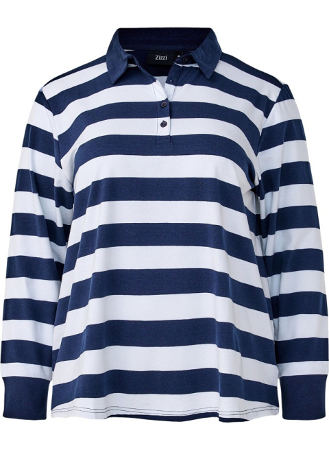 ZIZZI KLASYCZNA BIAŁA BLUZKA POLO W PASKI 611B ZIZZI KLASYCZNA BIAŁA BLUZKA POLO W PASKI 611B