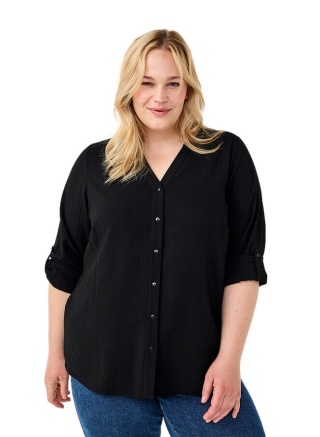 ZIZZI CZARNA BLUZKA KOSZULOWA WISKOZA 416A
