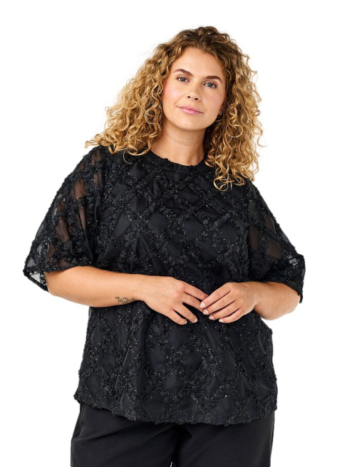 ZIZZI ELEGANCKA CZARNA BLUZKA STRUKTURA 296B ZIZZI ELEGANCKA CZARNA BLUZKA STRUKTURA 296B