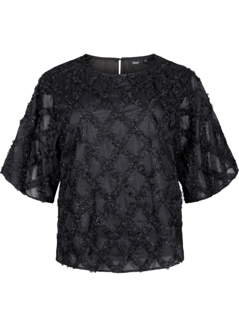 ZIZZI ELEGANCKA CZARNA BLUZKA STRUKTURA 296B ZIZZI ELEGANCKA CZARNA BLUZKA STRUKTURA 296B
