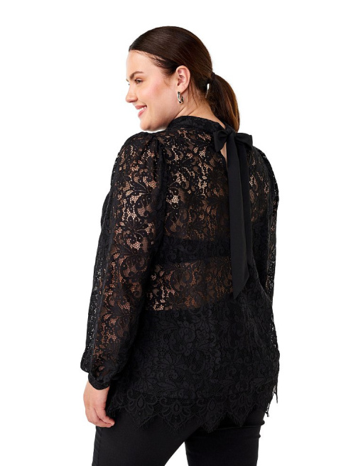 ZIZZI ELEGANCKA KORONKOWA CZARNA BLUZKA KOKARDA 419B ZIZZI ELEGANCKA KORONKOWA CZARNA BLUZKA KOKARDA 419B