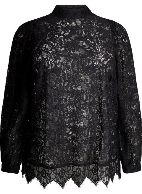 ZIZZI ELEGANCKA KORONKOWA CZARNA BLUZKA KOKARDA 419B ZIZZI ELEGANCKA KORONKOWA CZARNA BLUZKA KOKARDA 419B