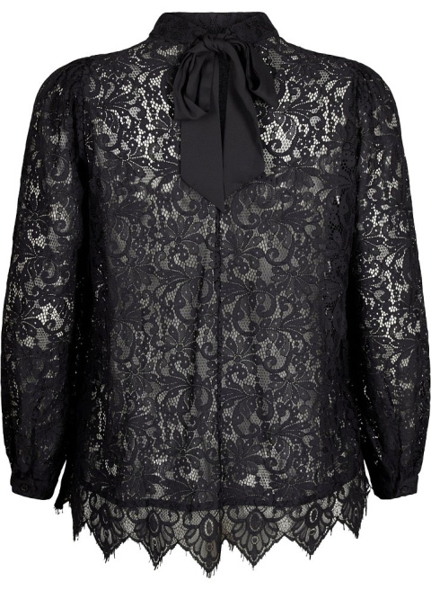 ZIZZI ELEGANCKA KORONKOWA CZARNA BLUZKA KOKARDA 419B ZIZZI ELEGANCKA KORONKOWA CZARNA BLUZKA KOKARDA 419B