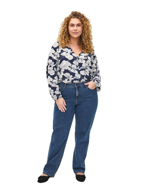 ZIZZI GRANATOWA BLUZKA KOSZULOWA KWIATY 310V