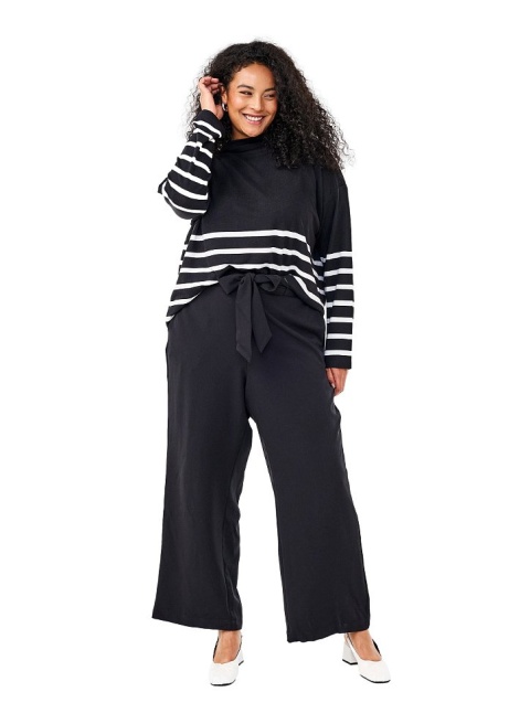 ZIZZI MODNA CZARNA BLUZKA DZIANINA PASKI 605A