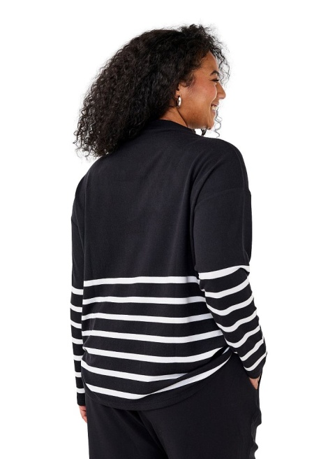 ZIZZI MODNA CZARNA BLUZKA DZIANINA PASKI 605A