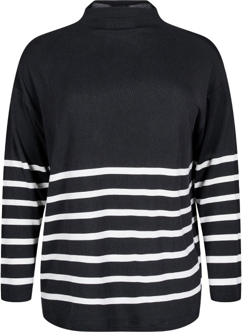 ZIZZI MODNA CZARNA BLUZKA DZIANINA PASKI 605A