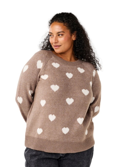 ZIZZI UROCZY BRĄZOWY SWETER SERCA 295C