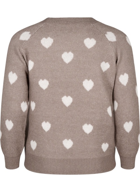 ZIZZI UROCZY BRĄZOWY SWETER SERCA 295C