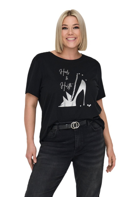 CARMAKOMA MODNY CZARNY T-SHIRT NADRUK O699 CARMAKOMA MODNY CZARNY T-SHIRT NADRUK O699