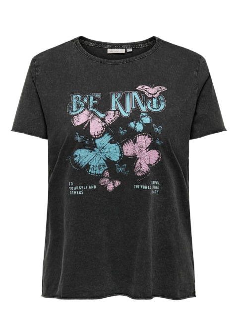 CARMAKOMA KLASYCZNY CIEMNOSZARY T-SHIRT NADRUK O623