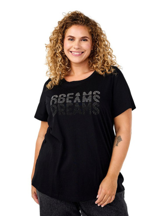 ZIZZI CZARNA BLUZKA T-SHIRT NAPIS BAWEŁNA 294D