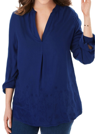 WOMAN WITHIN ELEGANCKA GRANATOWA BLUZKA HAFT WW67