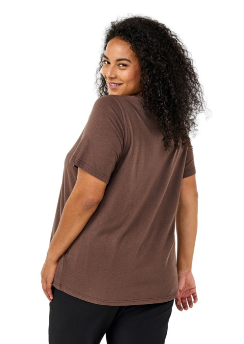ZIZZI BRĄZOWY T-SHIRT NADRUK 002G