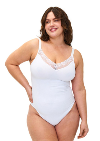 ZIZZI BIAŁE MODELUJĄCE BODY KORONKA 896B
