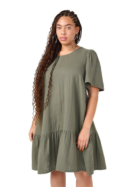 ZIZZI PIĘKNA SUKIENKA KHAKI BAWEŁNA FALBANA 070F ZIZZI PIĘKNA SUKIENKA KHAKI BAWEŁNA FALBANA 070F