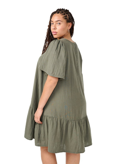 ZIZZI PIĘKNA SUKIENKA KHAKI BAWEŁNA FALBANA 070F ZIZZI PIĘKNA SUKIENKA KHAKI BAWEŁNA FALBANA 070F