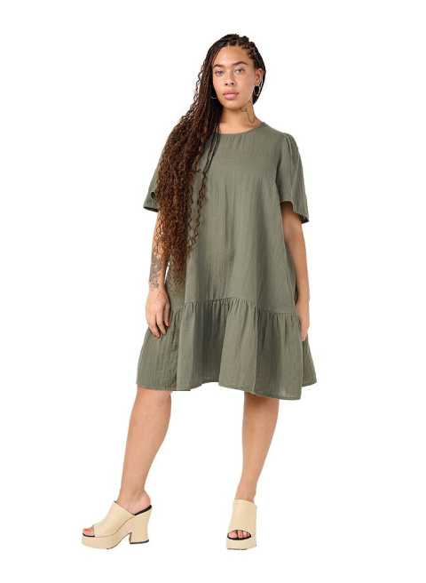 ZIZZI PIĘKNA SUKIENKA KHAKI BAWEŁNA FALBANA 070F ZIZZI PIĘKNA SUKIENKA KHAKI BAWEŁNA FALBANA 070F