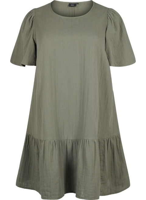 ZIZZI PIĘKNA SUKIENKA KHAKI BAWEŁNA FALBANA 070F ZIZZI PIĘKNA SUKIENKA KHAKI BAWEŁNA FALBANA 070F