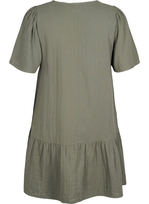 ZIZZI PIĘKNA SUKIENKA KHAKI BAWEŁNA FALBANA 070F ZIZZI PIĘKNA SUKIENKA KHAKI BAWEŁNA FALBANA 070F