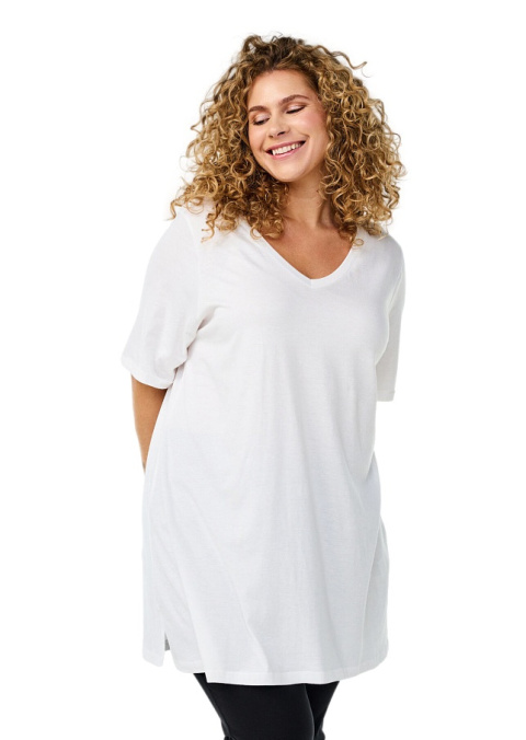 ZIZZI BIAŁY T-SHIRT TUNIKA OVERSIZE 214A ZIZZI BIAŁY T-SHIRT TUNIKA OVERSIZE 214A