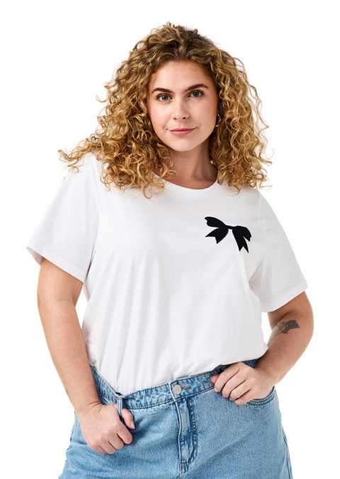 ZIZZI KLASYCZNY BIAŁY T-SHIRT NADRUK 585A ZIZZI KLASYCZNY BIAŁY T-SHIRT NADRUK 585A