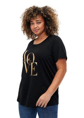 ZIZZI CZARNY T-SHIRT NAPIS BAWEŁNA 253I