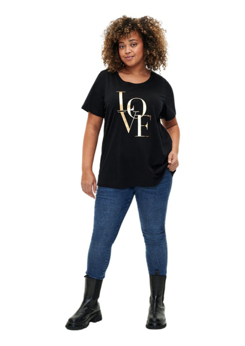 ZIZZI CZARNY T-SHIRT NAPIS BAWEŁNA 253I ZIZZI CZARNY T-SHIRT NAPIS BAWEŁNA 253I