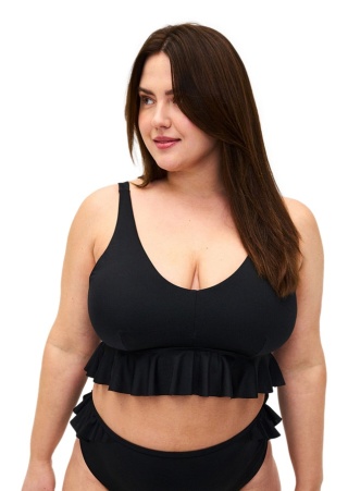 ZIZZI CZARNY BIUSTNONOSZ KĄPIELOWY BIKINI FALBANA 763A