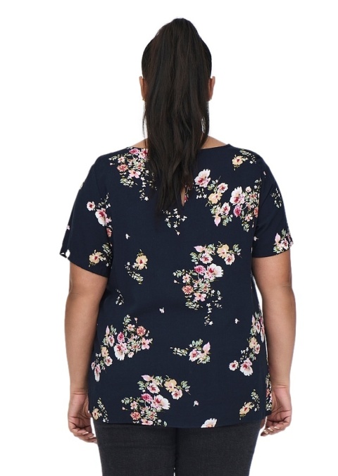 CARMAKOMA ŚLICZNA GRANATOWA BLUZKA KWIATY O513