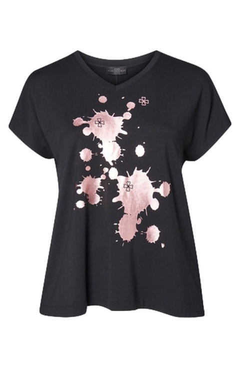 PONT NEUF CZARNY T-SHIRT BLUZKA NADRUK V216 PONT NEUF CZARNY T-SHIRT BLUZKA NADRUK V216