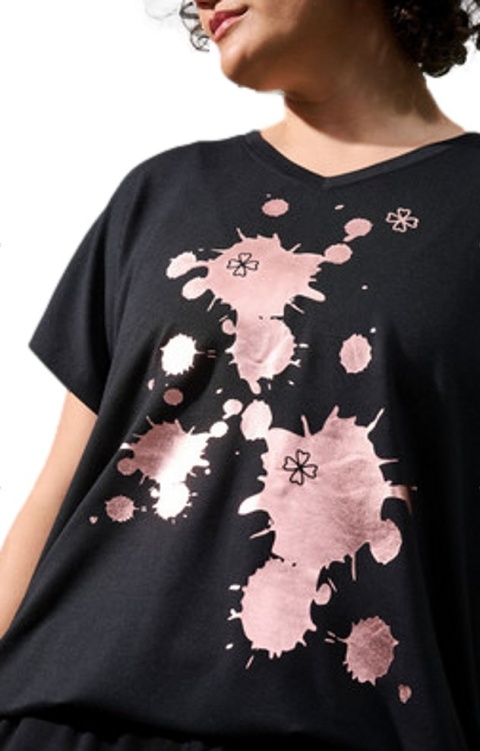 PONT NEUF CZARNY T-SHIRT BLUZKA NADRUK V216 PONT NEUF CZARNY T-SHIRT BLUZKA NADRUK V216