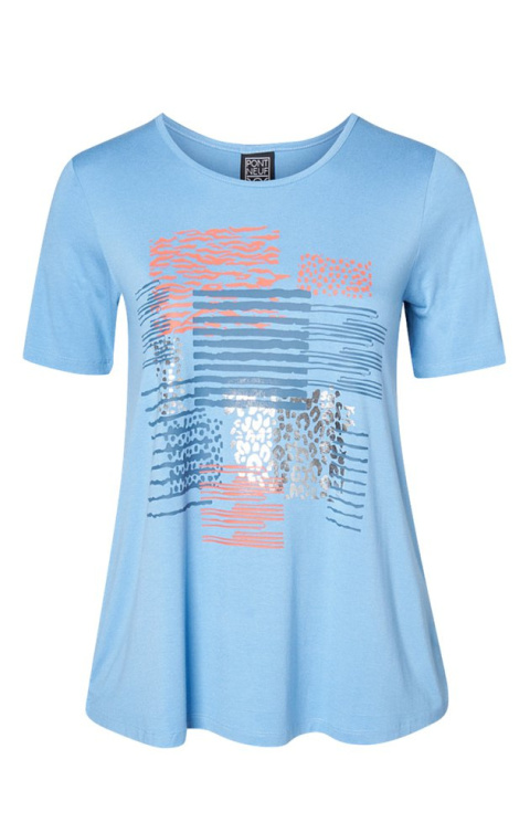 PONT NEUF NIEBIESKA KOSZULKA T-SHIRT NADRUK V272 PONT NEUF NIEBIESKA KOSZULKA T-SHIRT NADRUK V272