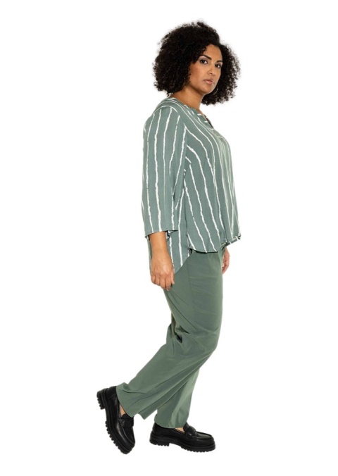 STUDIO ELEGANCKIE OLIWKOWE SPODNIE PROSTA NOGAWKA S864