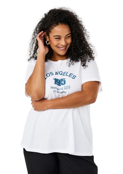 ZIZZI KLASYCZNY BIAŁY T-SHIRT NAPIS 002G ZIZZI KLASYCZNY BIAŁY T-SHIRT NAPIS 002G