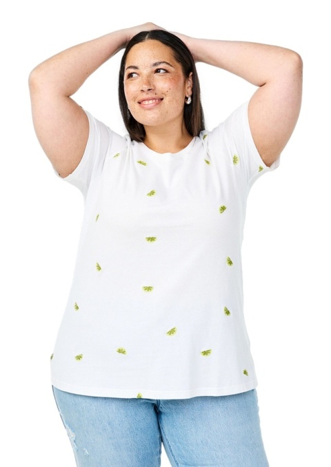 ZIZZI WYGODNY BIAŁY T-SHIRT NADRUK BAWEŁNA 252C ZIZZI WYGODNY BIAŁY T-SHIRT NADRUK BAWEŁNA 252C